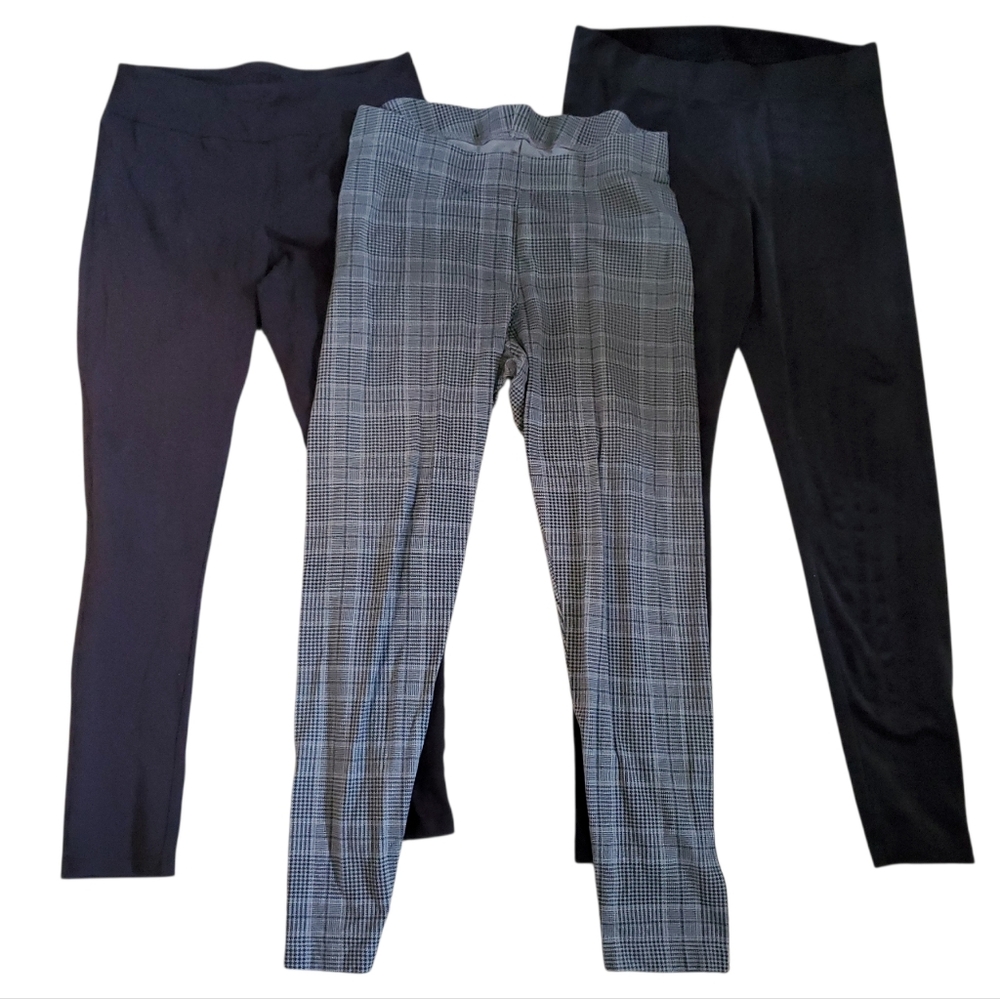 Casual Stylish Women's Plain Black, Velour and Plaid Leggings Bundle